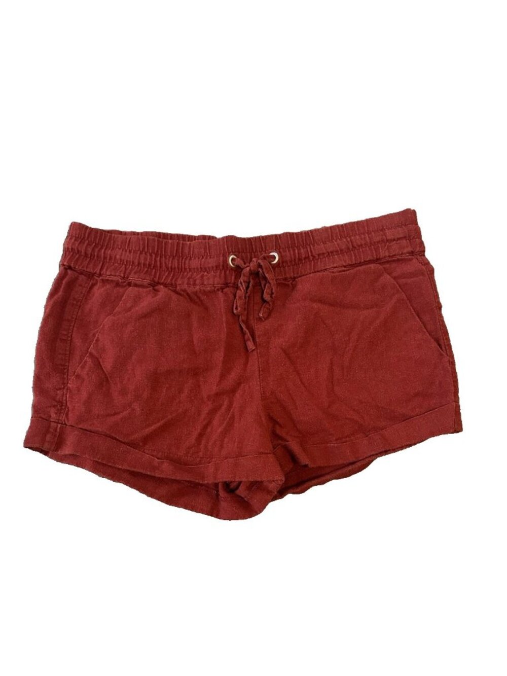 Linen Blend Forever 21 Red Pull On Womens Shorts XS Pull On Drawstring Beach Y2K